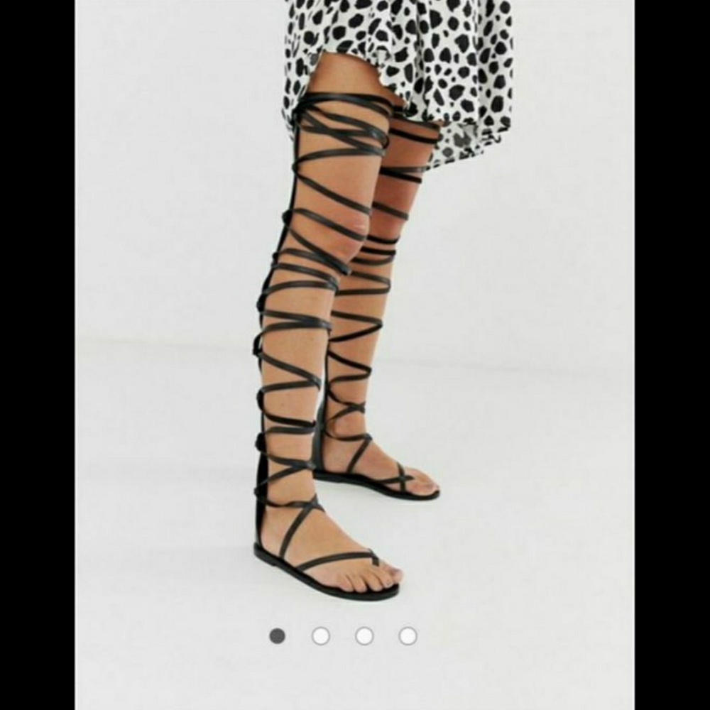 Thigh high lace up sandles